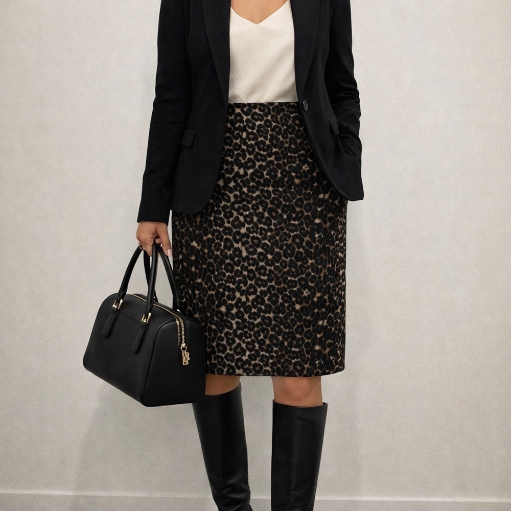 Lord and Taylor Leopard Print Women's Pencil Skirt SZ 14